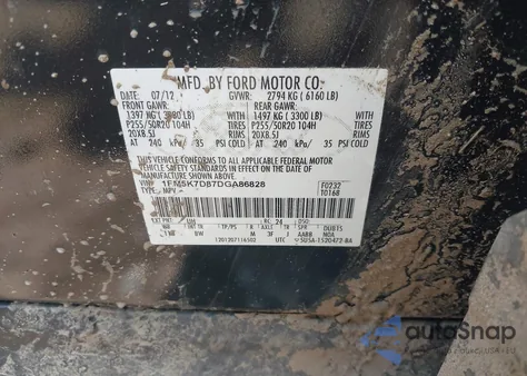 2013 Ford Explorer Xlt from USA, damaged, VIN 1FM5K7D87DGA86828